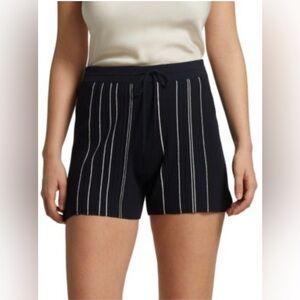 Theory Women’s Hankson Navy Blue Knit Striped Shorts Size S